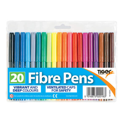 Colouring Fibre Tip Pens 20pk
