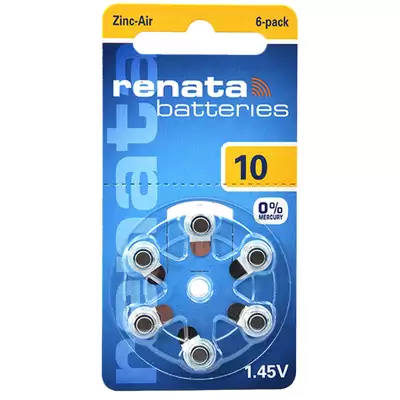 Hearing Aid Battery 6 Pack - Type: 10a