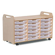 Tray Storage 3 Column H730mm With 18 Shallow Clear Trays