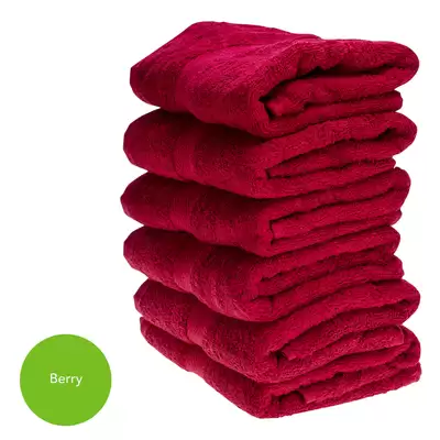 Hand Towel 50x90cm 500gsm x 6 - Colour: Berry