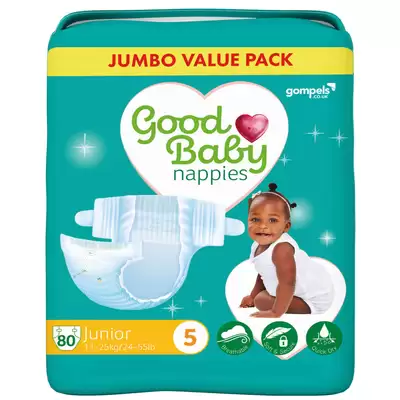 Good Baby Nappies 80 Pack - Size: Size 5 Junior