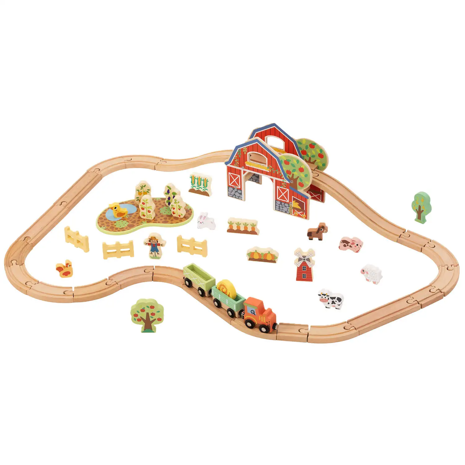 Olly and Oby Wooden Farm Train Set