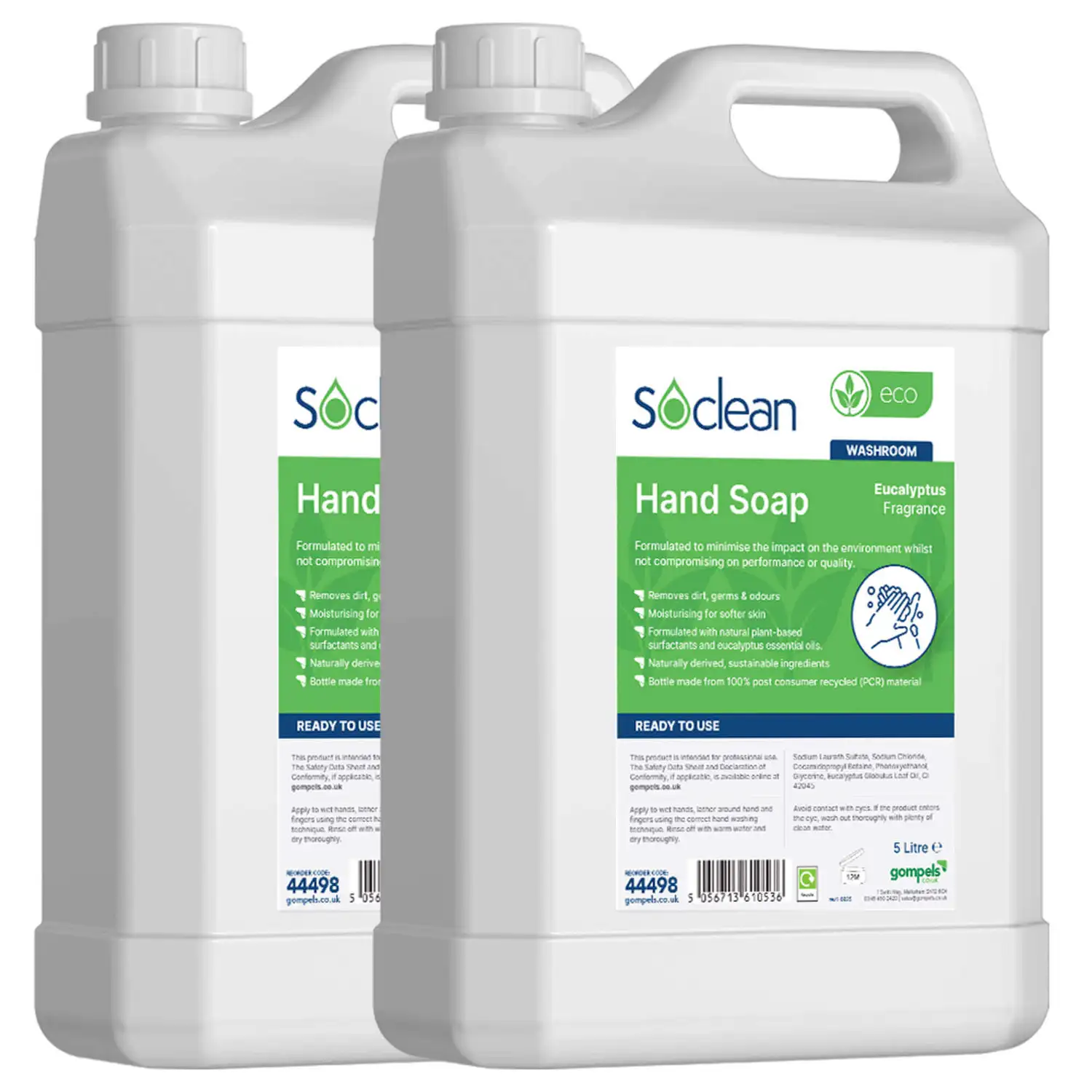 Soclean Eco Hand Soap Mild Eucalyptus 5 Litre 2 Pack