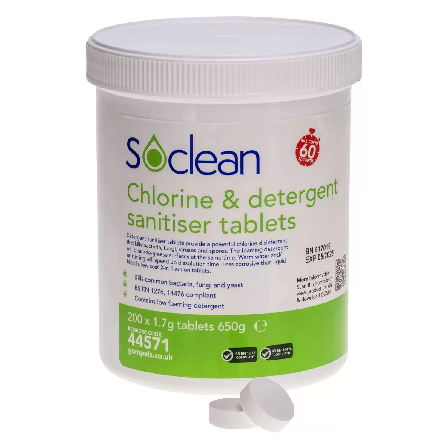 Soclean Chlorine Tablets With Detergent Sanitiser 200 Pack