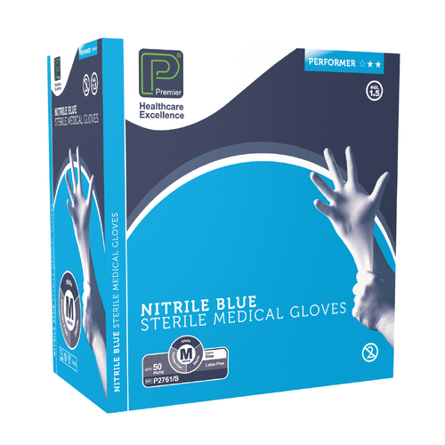 Sterile, PowderFree Nitrile Gloves Medium 50prs in Gloves / Nitrile