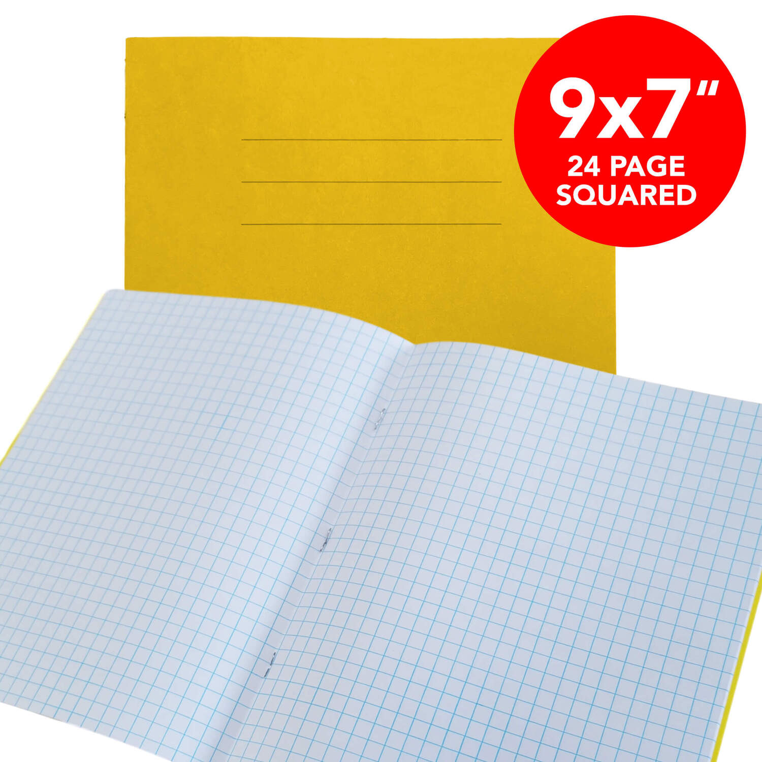 Exercise Book 9x7 Yellow Squared 24 Page Box 50 Gompels Healthcare