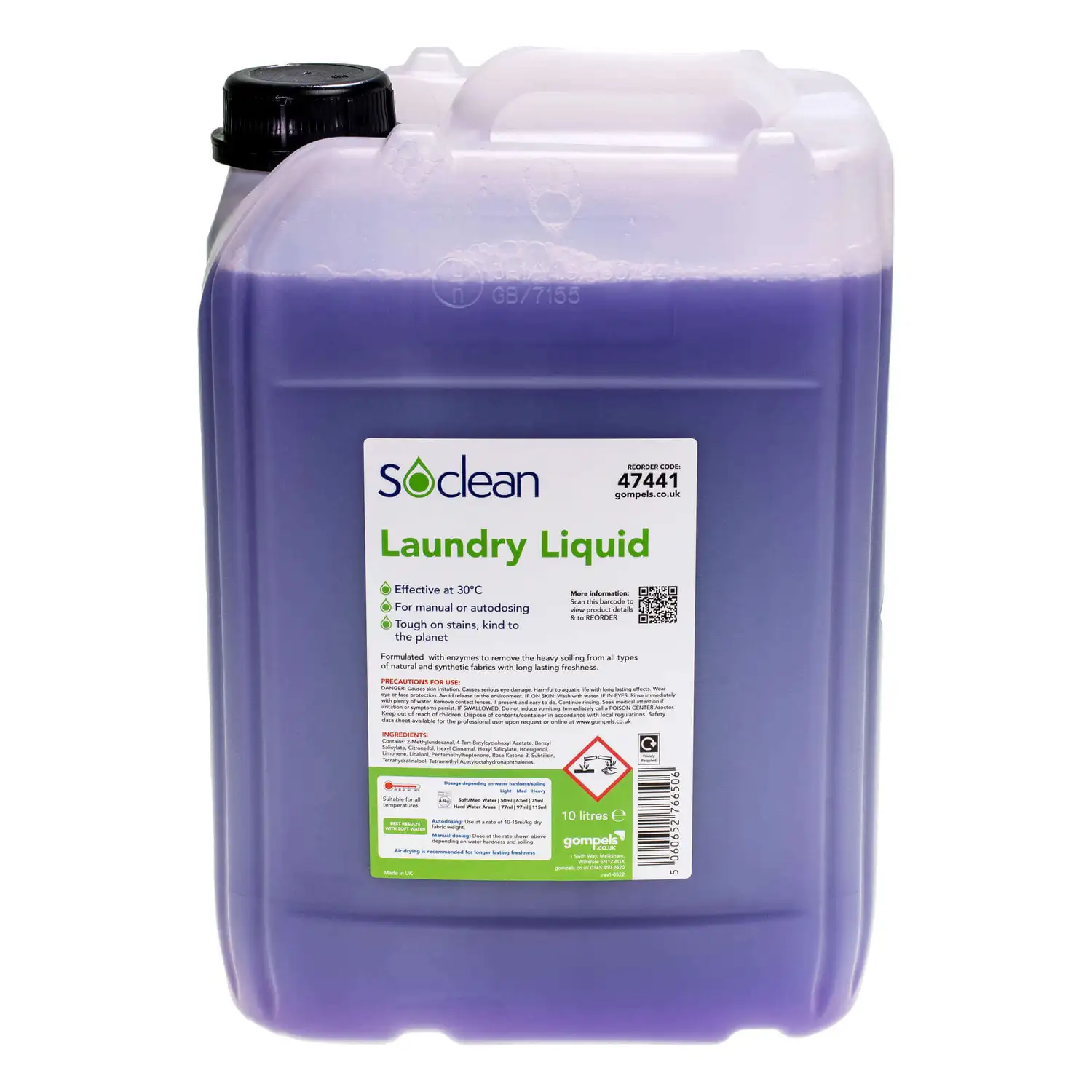 Soclean Laundry Liquid Detergent 10 Litre G1p100