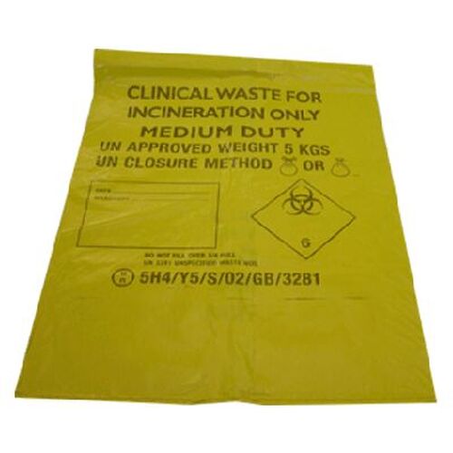 Clinical Waste Bags Yellow 4 x 50 Gompels HealthCare