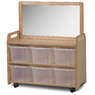 Mobile Shelf 660x900mm With Mirror and 6 Clear Tubs