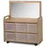 Mobile Shelf 660x900mm With Mirror and 6 Clear Tubs