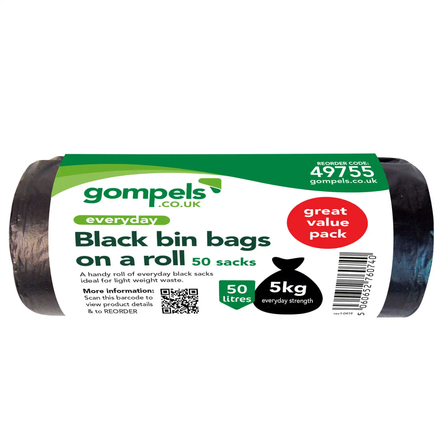 Soclean Black Bin Bags On A Roll Everyday 50 Pack G3p99