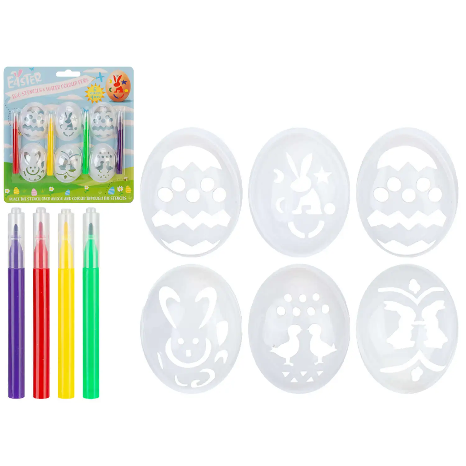 Easter Egg Stencils With Pens Pack of 6