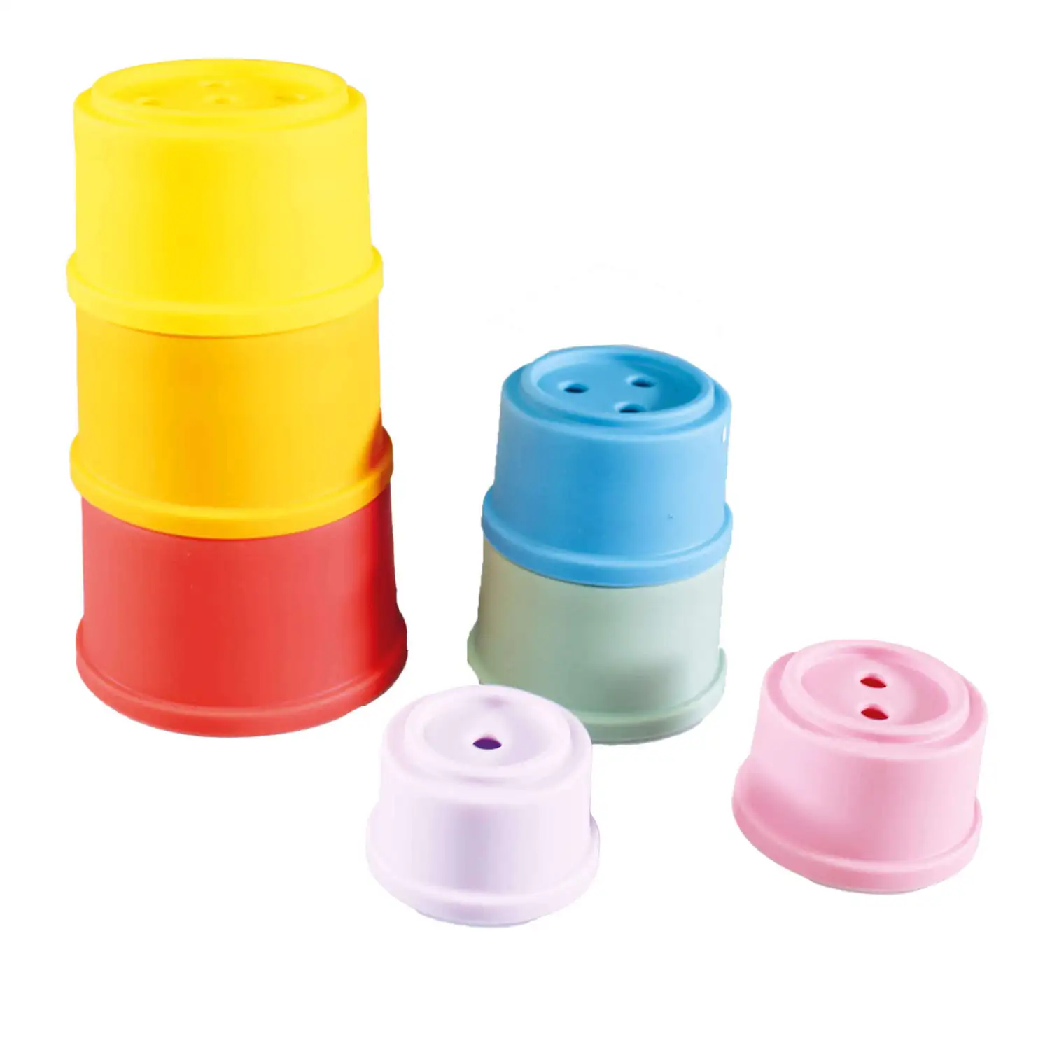 Silicone Stacking Cups Round Rainbow