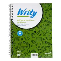 Writy A5 Spiral Notebook 80 Sheet 5 Pack G3p95