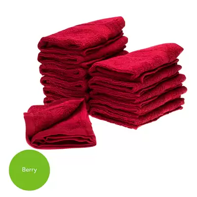 Flannels 30x30cm 500gsm 12 Pack - Colour: Berry