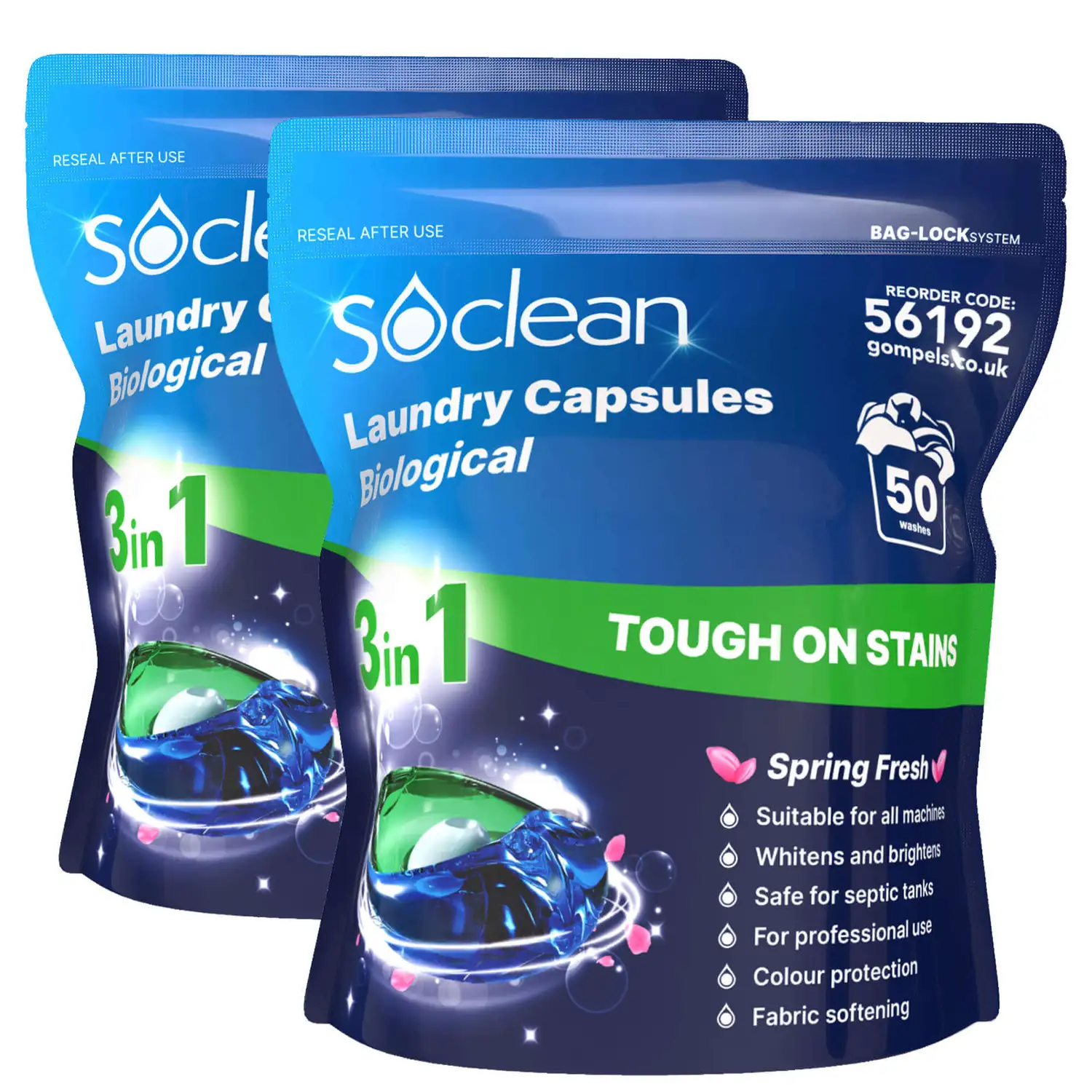 Soclean Bio Laundry Capsules 100 Pack G2p100