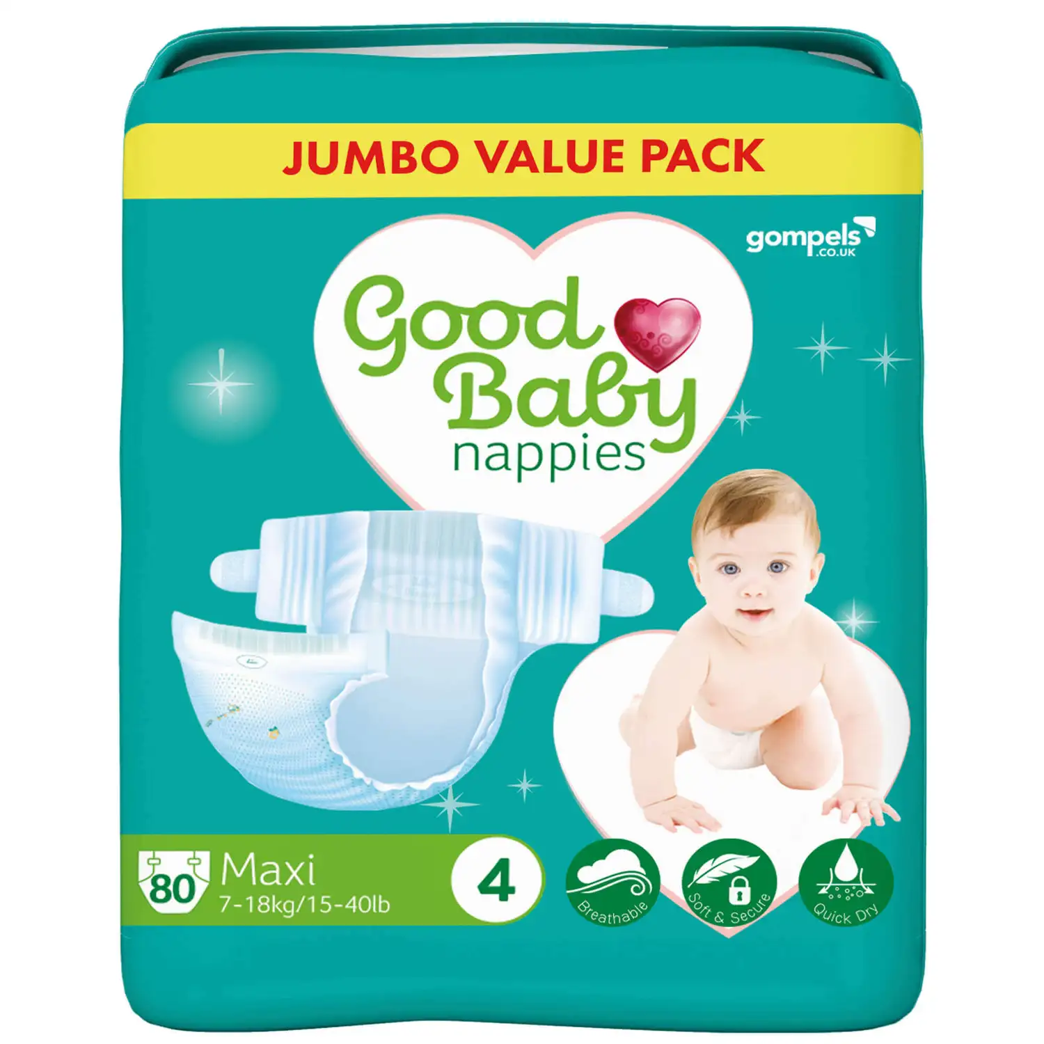 Good Baby Nappies Size 4 Maxi 80 Pack G2p100