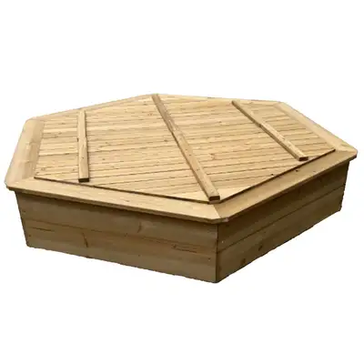 Wooden Hexagonal Sandpit With Lid