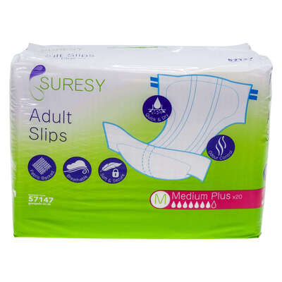 Suresy Slip Adult Nappies Medium Plus 20 Pack