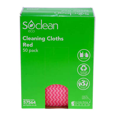 Soclean Eco Cloths 50 Pack - Colour: Red