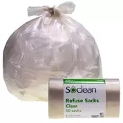 Soclean Clear Refuse Sacks On A Roll 50 Pack