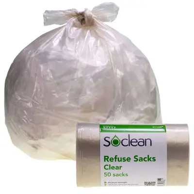Soclean Clear Refuse Sacks On A Roll 50 Pack G3p95