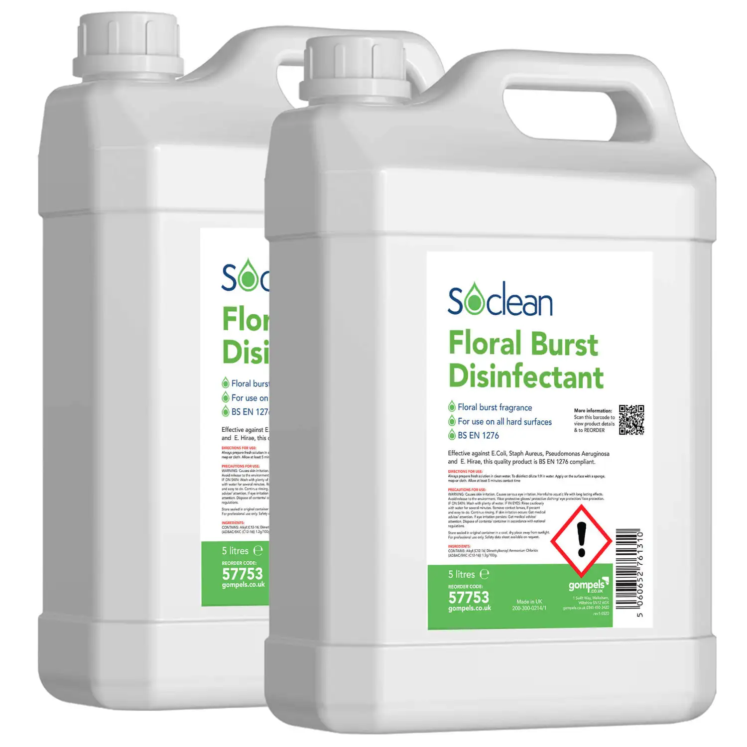 Soclean Floral Burst Disinfectant 5 Litre 2 Pack G3p50