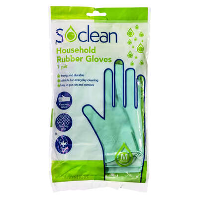 Soclean Household Rubber Gloves Green 10 Pairs - Size: Medium