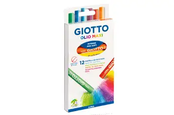 Giotto Supermina - Lot 12 Crayons Pastels - Forme Hexagonale - Mine Extra Large 3,8 Mm - Haute Qualité - 18 Cm