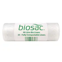 Compostable Bin Bag 40l Roll 25 Clear