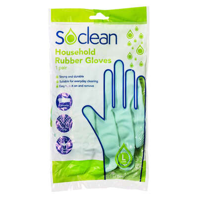 Soclean Household Rubber Gloves Green 10 Pairs - Size: Large