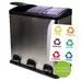 Soclean Triple Recycling Bin Stainless Steel 60l