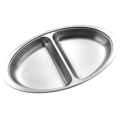 Stainless Steel Vegetable Dish Oval Divided 30 x 21 Cm