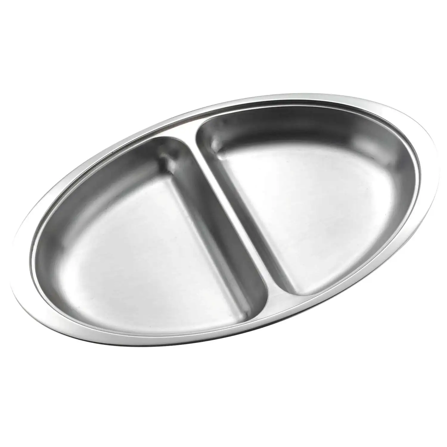 Stainless Steel Vegetable Dish Oval Divided 30 x 21cm