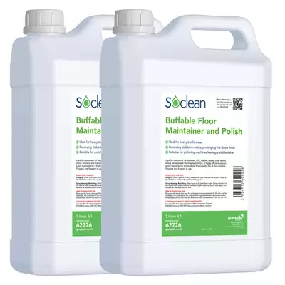 Soclean Buffable Floor Maintainer and Polish 5 Litre 2 Pack G3p50