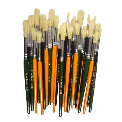 Natural Round Coloured Bristle Brush 30 Pack