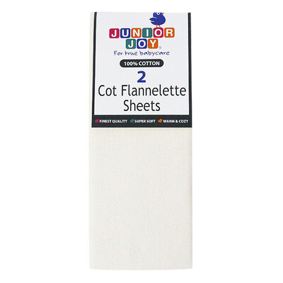 Cot Flannelette Sheets 100 x 150cm White x 2