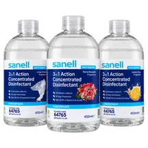 Sanell 3 in 1 Concentrated Disinfectant 450ml Assorted 6 Pack