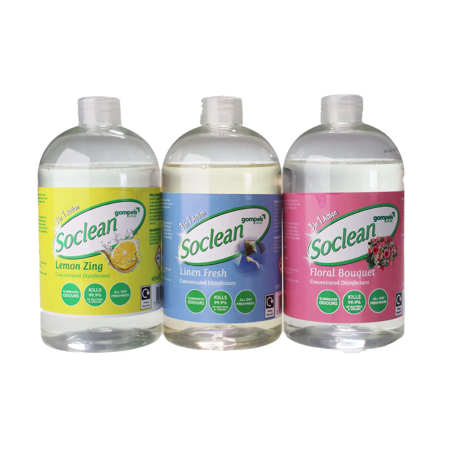 Soclean 3 in 1 Concentrated Disinfectant 450ml Assorted 6 Pack G2p100