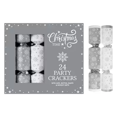 Christmas Cracker Party Box Silver 9 Inch Pack of 24