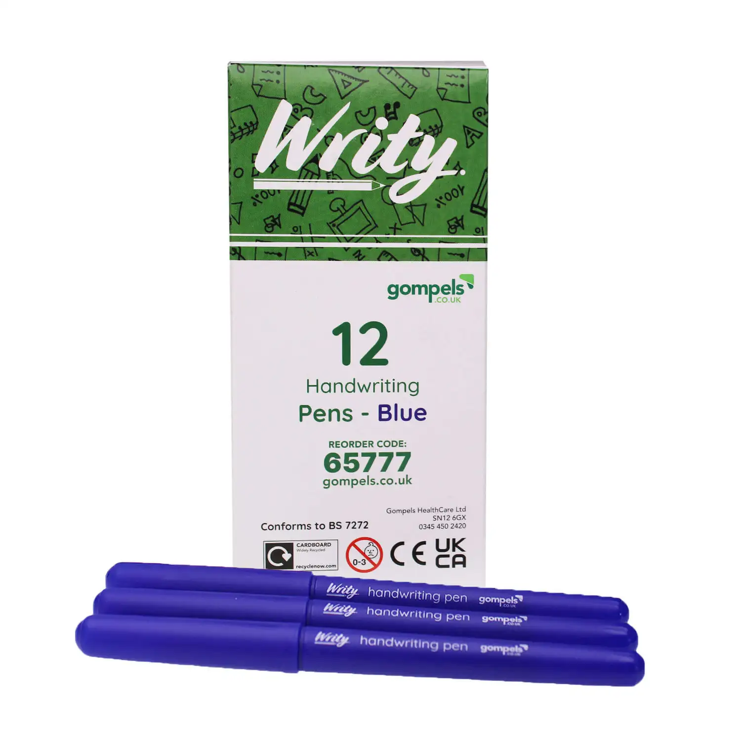 Writy Handwriting Pens Blue 12 Pack G2p100