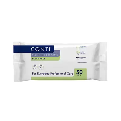 Conti Cleansing Dry Wipe Flushable 50 Pack