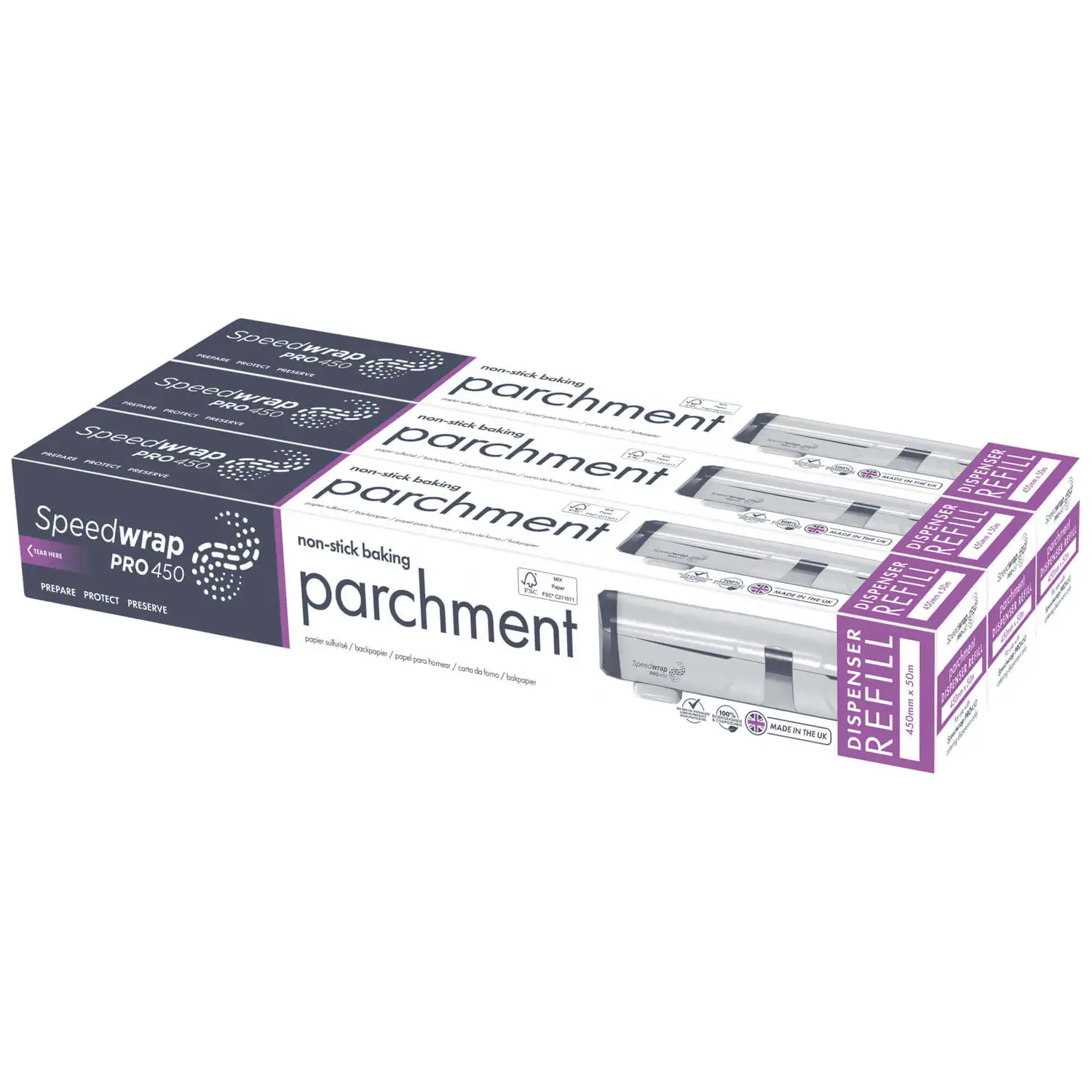 Speedwrap Baking Parchment for Dispenser 450mm x 50m 3 Pack