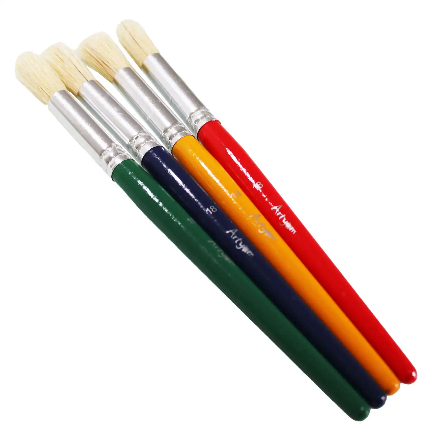 Artyom Round Tip Paint Brush Coloured Handles 4 Pack