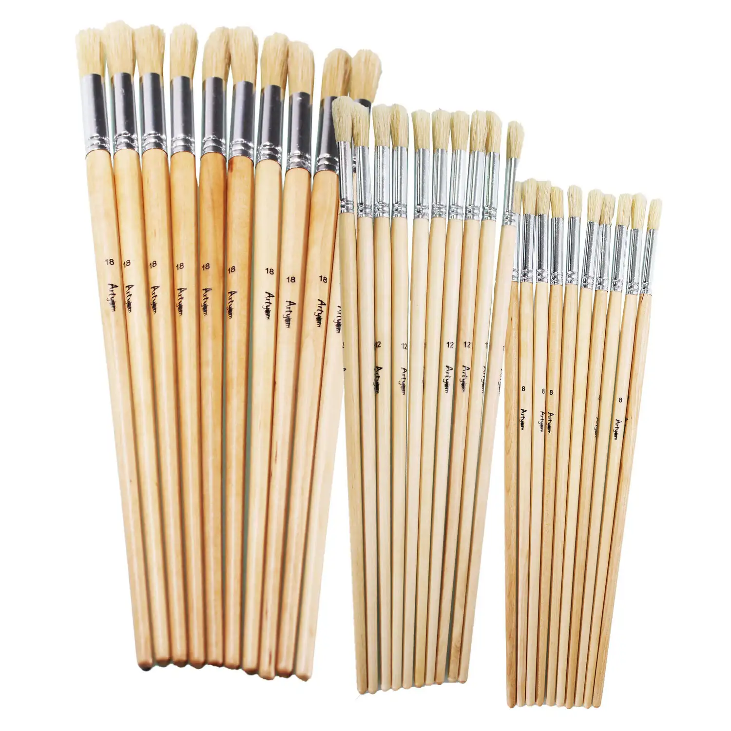 Artyom Hog Brushes Long Round Assorted Class Pack 30