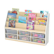 Thrifty 6 Compartment Book Storage With 6 Small Clear Trays