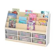 Thrifty 6 Compartment Book Storage With 6 Small Clear Trays
