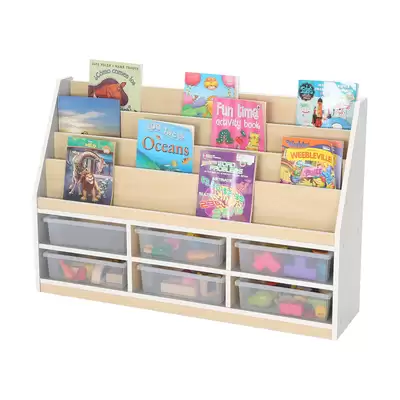 Thrifty 6 Compartment Book Storage With 6 Small Clear Trays