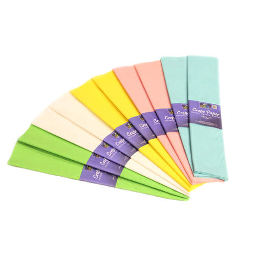 Crepe Paper Pastel Assorted 50cm x 3m Pack 10 Gompels HealthCare