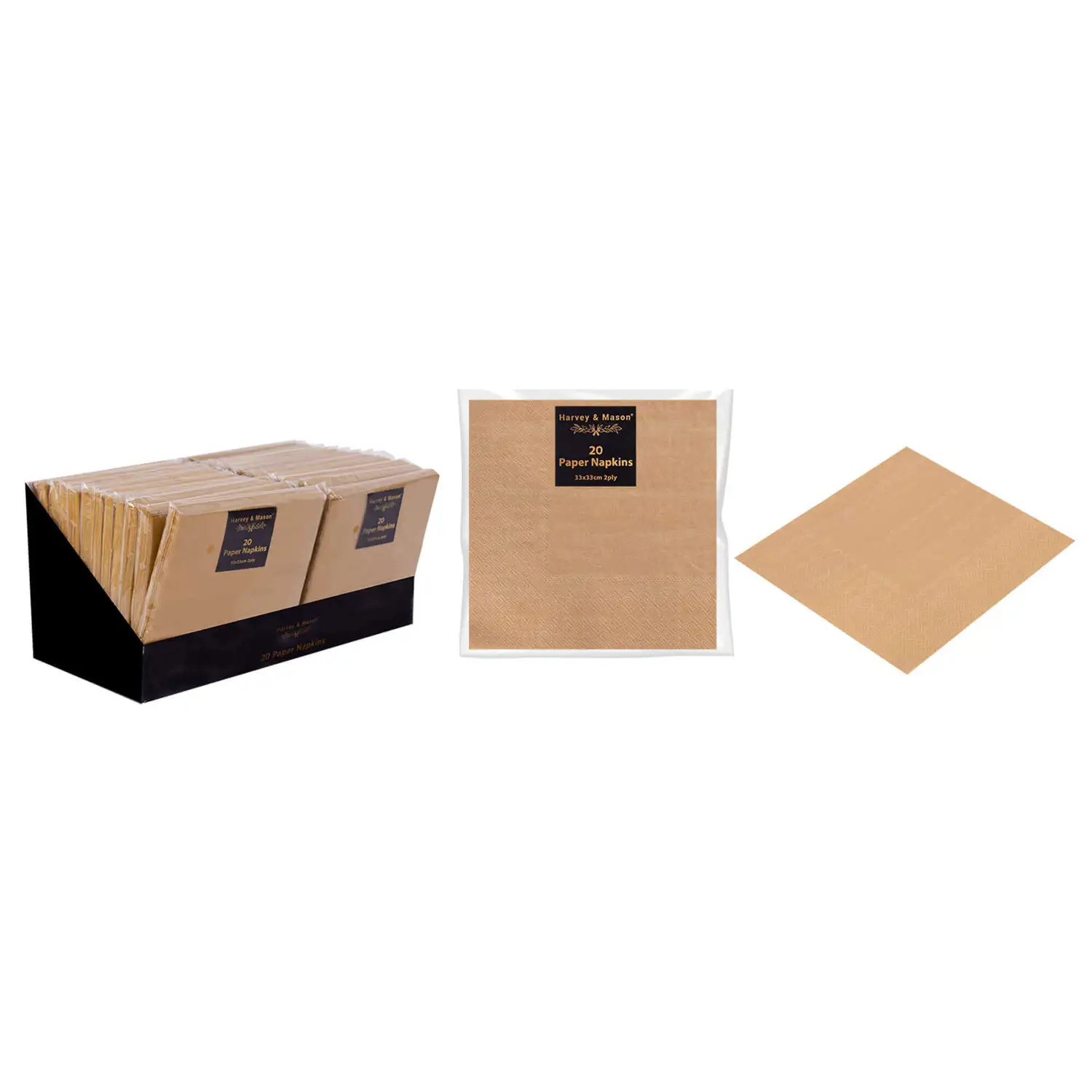 Christmas Napkins Gold 2ply 20 Pack